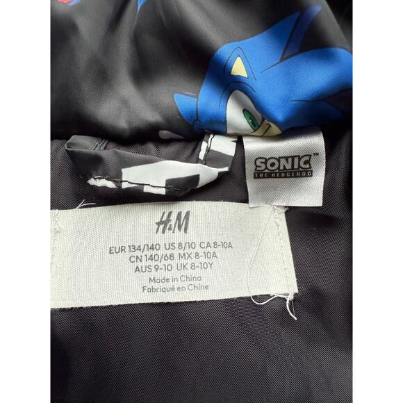 H&M Sonic the Hedgehog Kids Puffer Vest Black Gotta Go Fast Size 9-10 Years - Picture 4 of 8